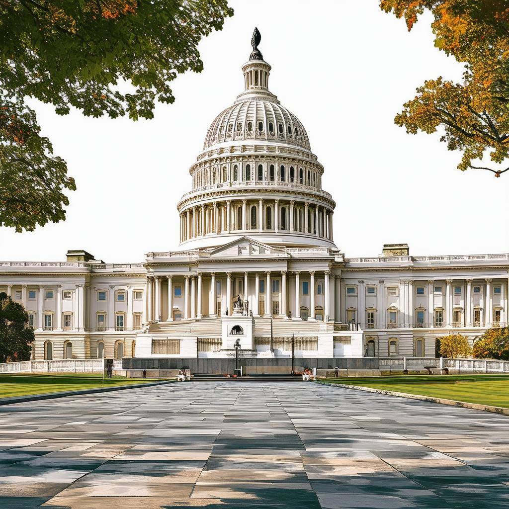 Show a digitized version of the capital building in Washington DC and make it look grand